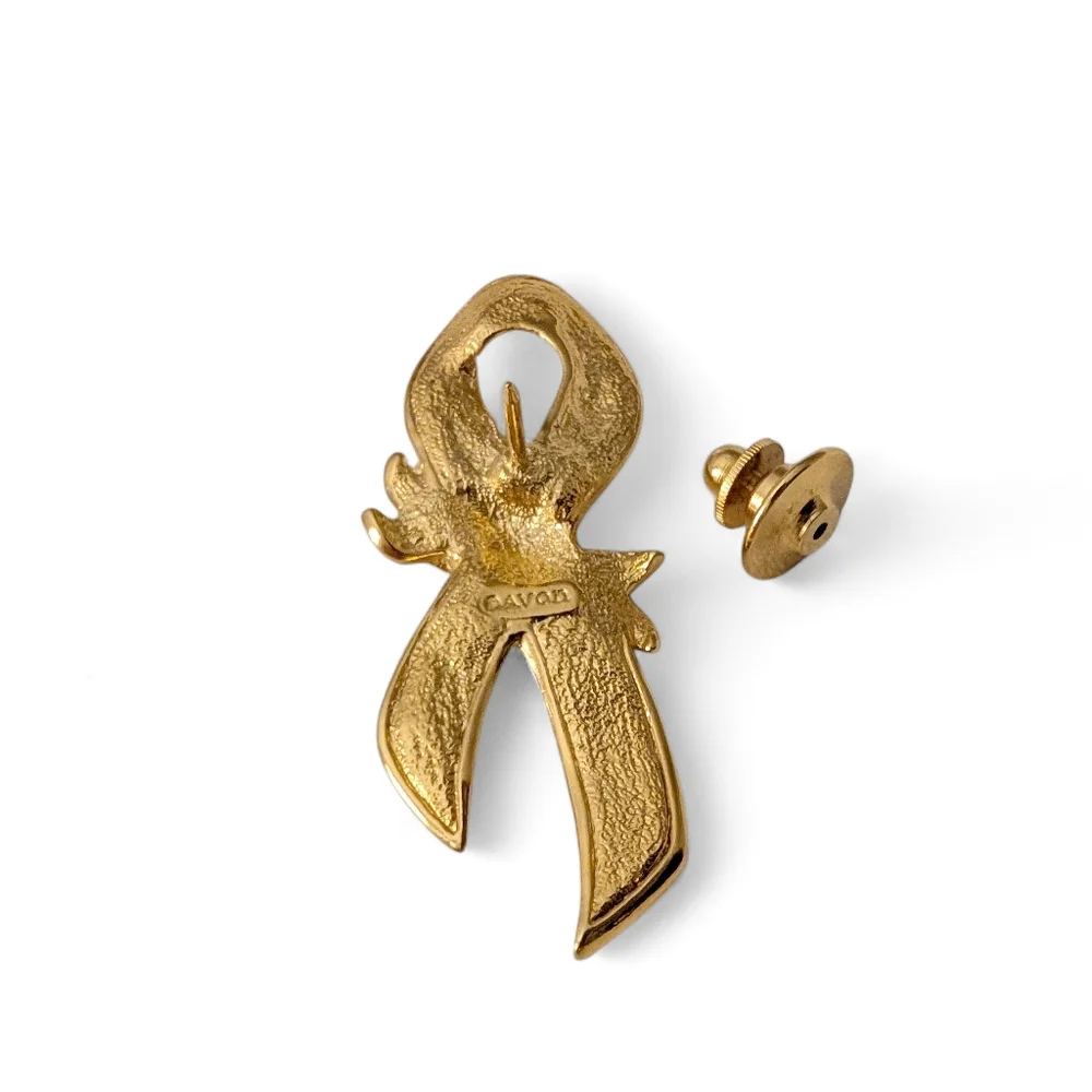 VINTAGE Cancer Survivor Ribbon Broach Pin Pink Enamel